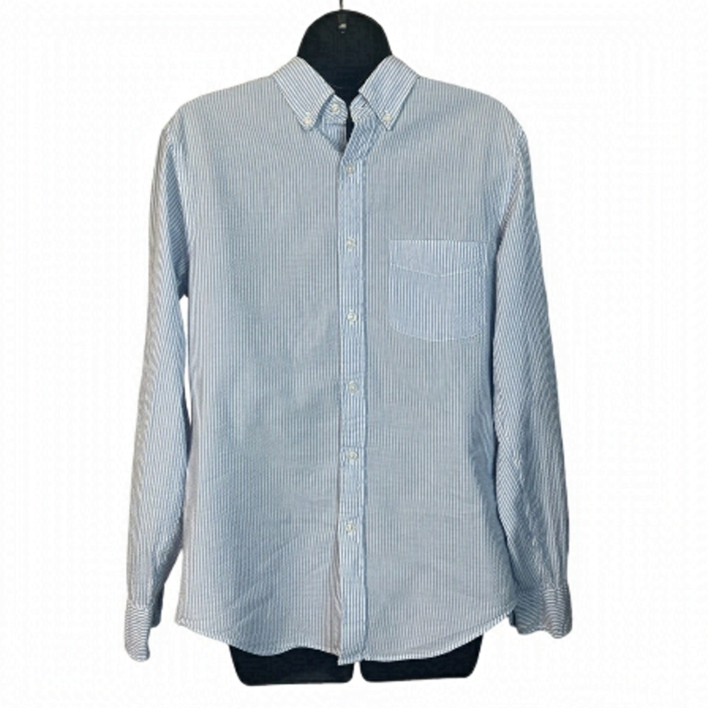 Euc J. Crew men’s seersucker button up shirt, pinstriped, size small-slim.